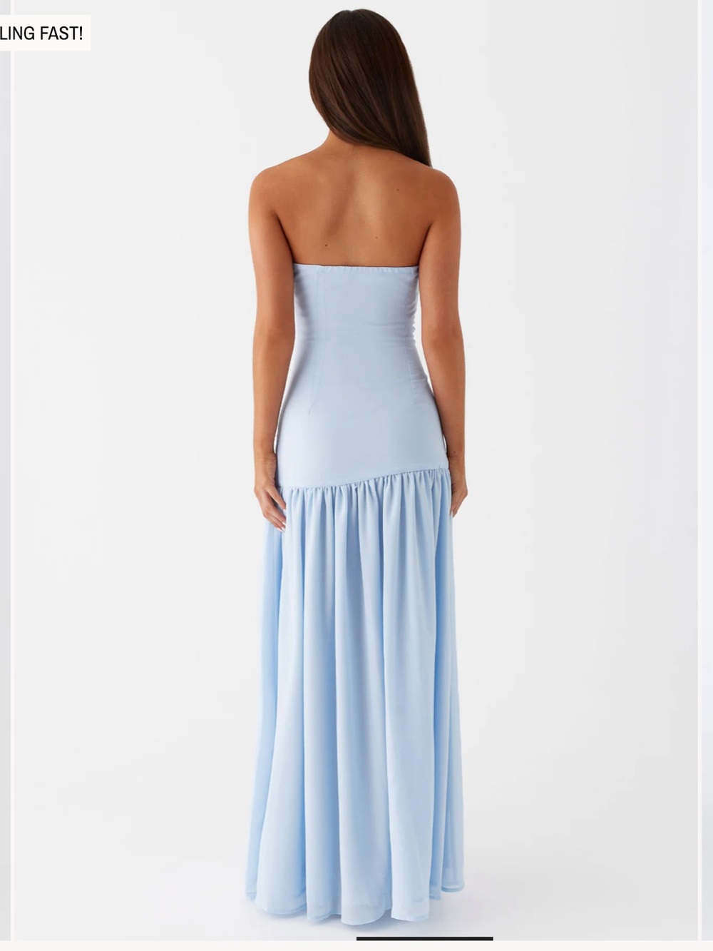 Peppermayo Eden Strapless Light Blue High-Slit Maxi Dress - Picture 3 of 3